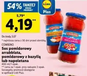 Lidl COMBINO Sos pomidorowy arrabbiata, pomidorowy z bazylią lub napoletana 400ml oferta