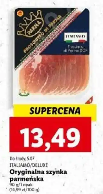 Lidl Italiamo/Deluxe Oryginalna szynka parmeńska 90g oferta