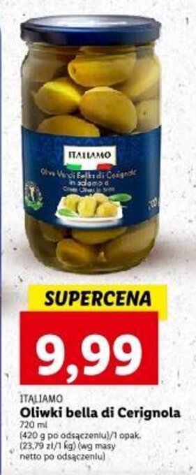 Lidl ITALIAMO Oliwki bella di Cerignola 720 ml oferta