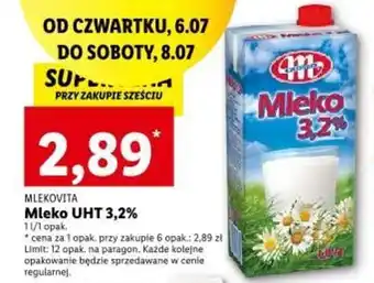 Lidl MLEKOVITA Mleko UHT 3,2% 1l/1 opak. oferta