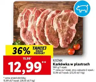 Lidl Karkówka wieprzowa bez kości w plastrach rzeźnik codzienna dostawa oferta