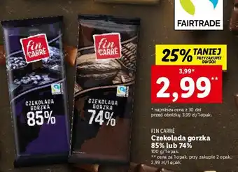 Lidl Czekolada gorzka extra dark 85% fin carre oferta