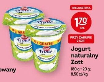 Żabka Jogurt naturalny Zott 180 g + 20 g oferta