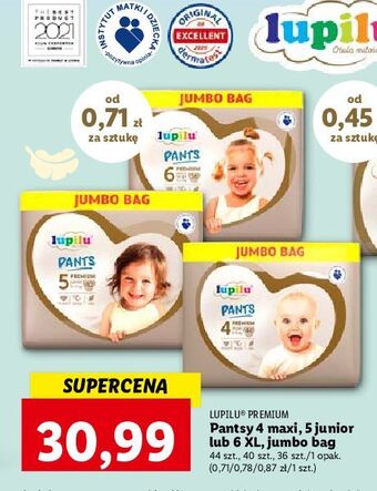 Lidl Pieluchomajtki 5 junior lupilu pants premium oferta