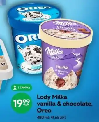 Żabka Lody Milka vanilla & chocolate, Oreo 480 ml oferta