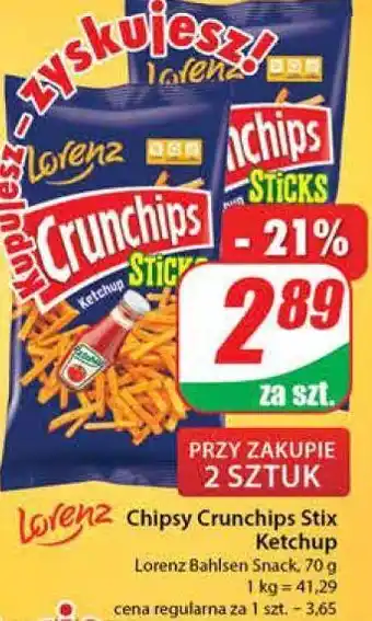 Dino Chipsy ketchupowe crunchips sticks oferta