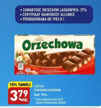 ALDI Czekolada mleczna z całymi orzechami laskowymi chateau oferta