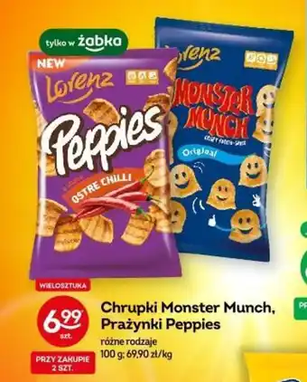 Żabka Chrupki Monster Munch, Prażynki Peppies 100 g oferta