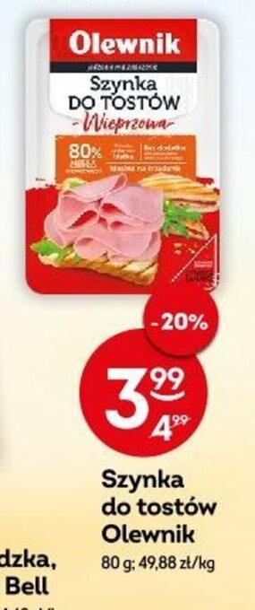 Żabka Szynka do tostów Olewnik 80 g oferta
