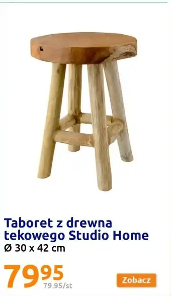 Action Taboret z drewna tekowego Studio Home oferta