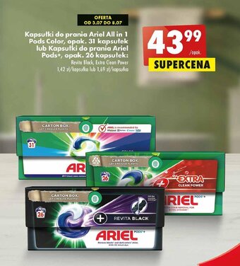 Biedronka Kapsułki do prania Ariel All in 1 Pods Color, opak. 31 kapsułek lub Kapsułki do prania Ariel Pods+, opak. 26 kapsułek oferta