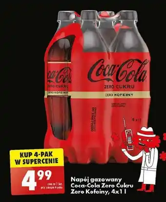 Biedronka Napój gazowany Coca-Cola Zero Cukru Zero Kofeiny, 4x1l oferta