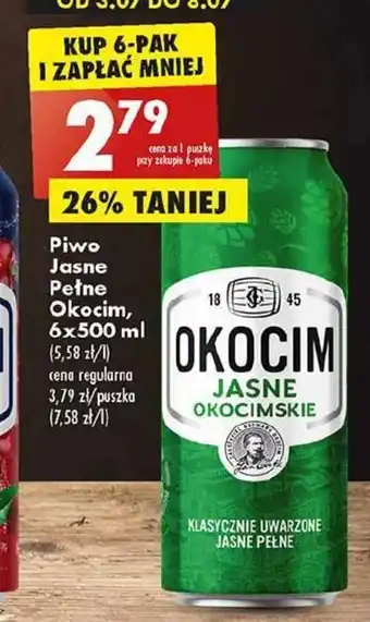 Biedronka Piwo Jasne Pełne Okocim, 500 ml oferta