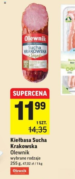 Intermarche Kiełbasa Sucha Krakowska 255g oferta