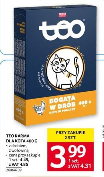 Selgros TEO KARMA DLA KOTA 400 G oferta