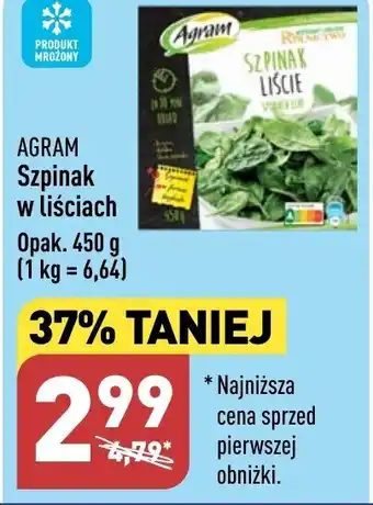 ALDI AGRAM Szpinak w liściach 450g oferta