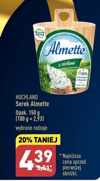 ALDI HOCHLAND Serek Almette 150g oferta