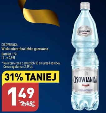 ALDI CISOWIANKA Woda mineralna lekko gazowana 1,5l oferta