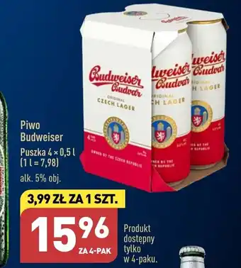 ALDI Piwo Budweiser 4 × 0,5 l oferta