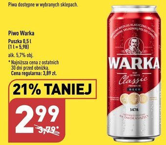 ALDI Piwo Warka 0,5 l oferta