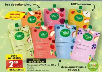 Biedronka Mus jabłko-truskawka-burak vital fresh oferta