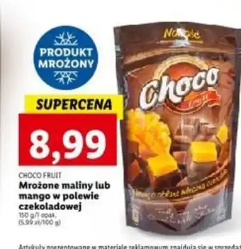 Lidl CHOCO FRUIT Mrożone maliny lub mango w polewie czekoladowej 150g oferta