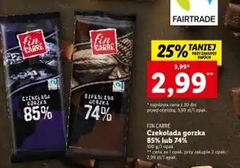 Lidl FIN CARRE Czekolada gorzka 85% lub 74% 100g oferta