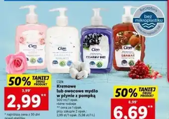 Lidl CIEN Kremowe lub owocowe mydło w płynie z pompką 500 ml oferta
