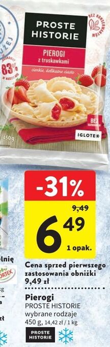 Intermarche Pierogi z truskawkami iglotex proste historie oferta