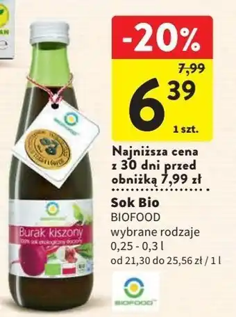 Intermarche Sok z buraków kiszonych bio food oferta