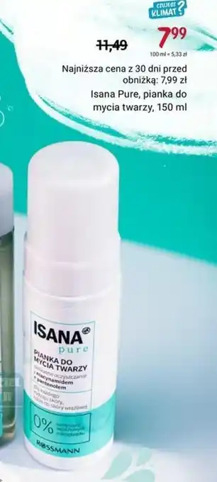 Rossmann Isana Pure, pianka do mycia twarzy, 150 ml oferta