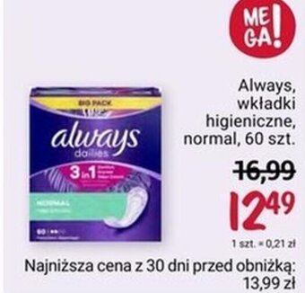 Rossmann Always, wkładki higieniczne, normal, 60 szt. oferta