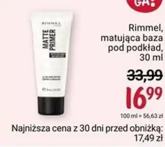 Rossmann Rimmel, matująca baza pod podkład, 30 ml oferta
