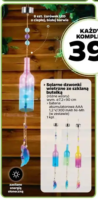 Solarne dzwonki wietrzne ze szklaną butelką