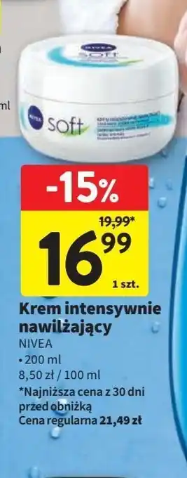Intermarche Krem do twarzy i ciała intensywnie nawilżający nivea soft oferta