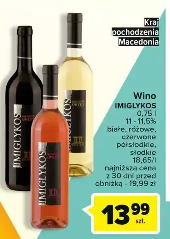 Carrefour Wino czerwone półsłodkie imiglykos oferta