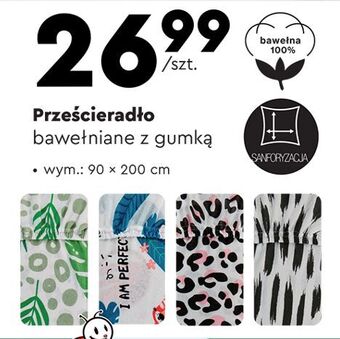 Biedronka Prześcieradło bawełniane z gumką 90 x 200 cm oferta