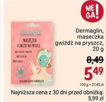 Rossmann Dermaglin, maseczka gwiżdż na pryszcz, 20g oferta