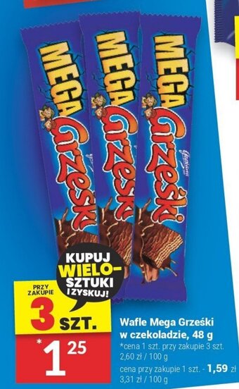 Twój Market Wafle Mega Grześki w czekoladzie, 48 g oferta