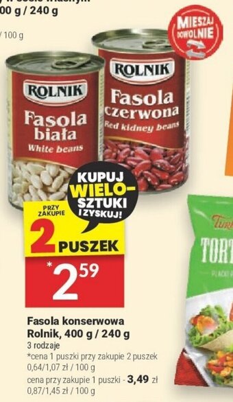 Twój Market Fasola konserwowa Rolnik, 400 g / 240 g oferta