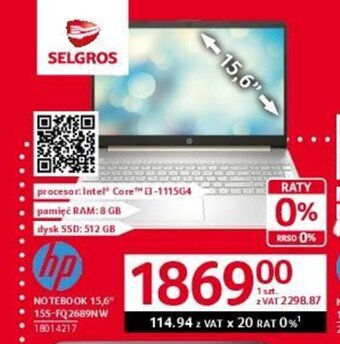 Selgros HP NOTEBOOK 15,6" 15S-FQ2689NW oferta