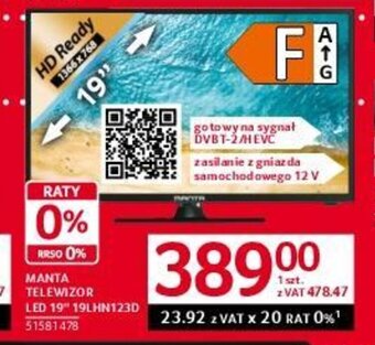 Selgros MANTA TELEWIZOR LED 19" 19LHN123D oferta