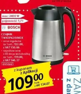 Selgros BOSCH CZAJNIK TWK3P420INOX oferta