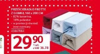 Selgros PRZEŚCIERADŁO FROTTE Z GUMKĄ 160 x 200 CM oferta