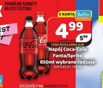 Delfin Napój Coca-Cola/Fanta/Sprite 850ml oferta