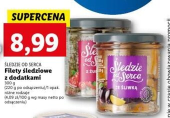 Lidl Śledzie od Serca Filety śledziowe z dodatkami 300g oferta