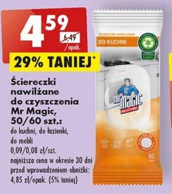 Biedronka Ściereczki nawilżane do czyszczenia Mr Magic, 50/60 szt. oferta