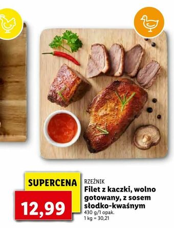 Filet z kaczki, wolno gotowany, z sosem słodko-kwaśnym