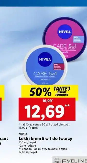 Lidl Krem do twarzy lekki odżywczy nivea creme care oferta