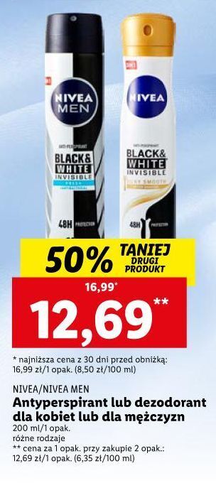 Lidl Antyperspirant fresh nivea men invisible black & white oferta